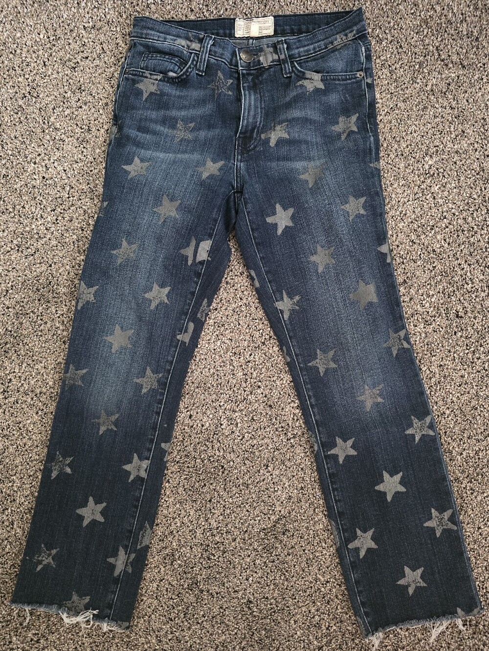 Current/Elliott The Slim Cropped Straight Jeans Star Print Blue Denim W 27 - EUC